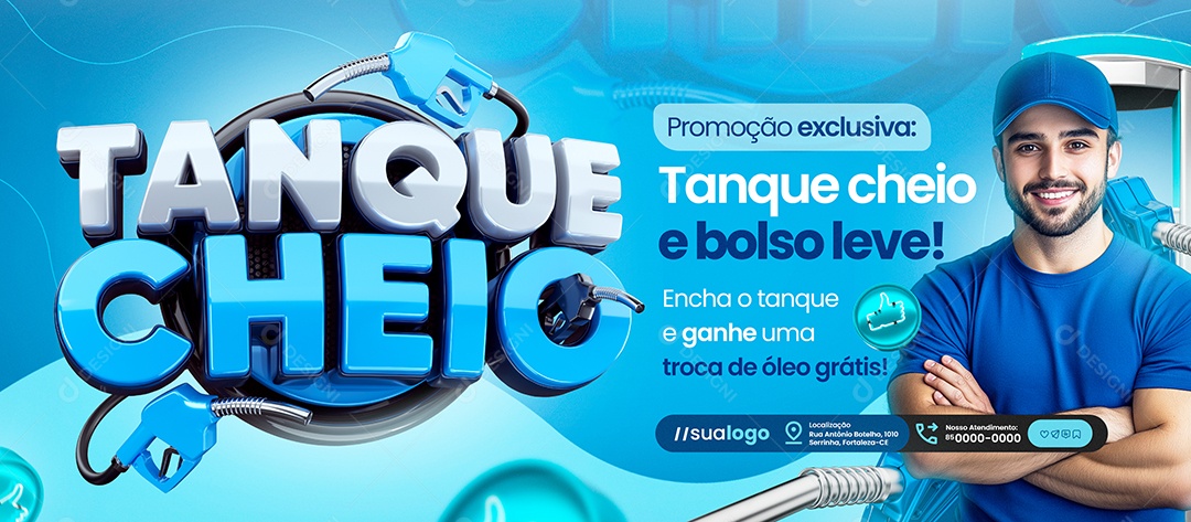 Banner Tanque Cheio Posto de Gasolina Promoção Exclusiva Social Media PSD Editável