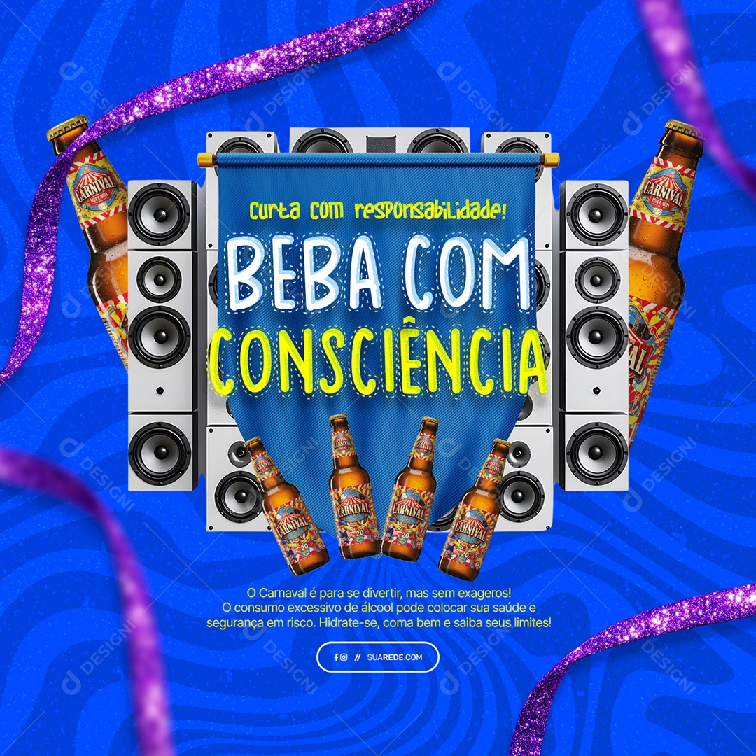 Avisos Curta com Responsabilidade Social Media PSD Editável