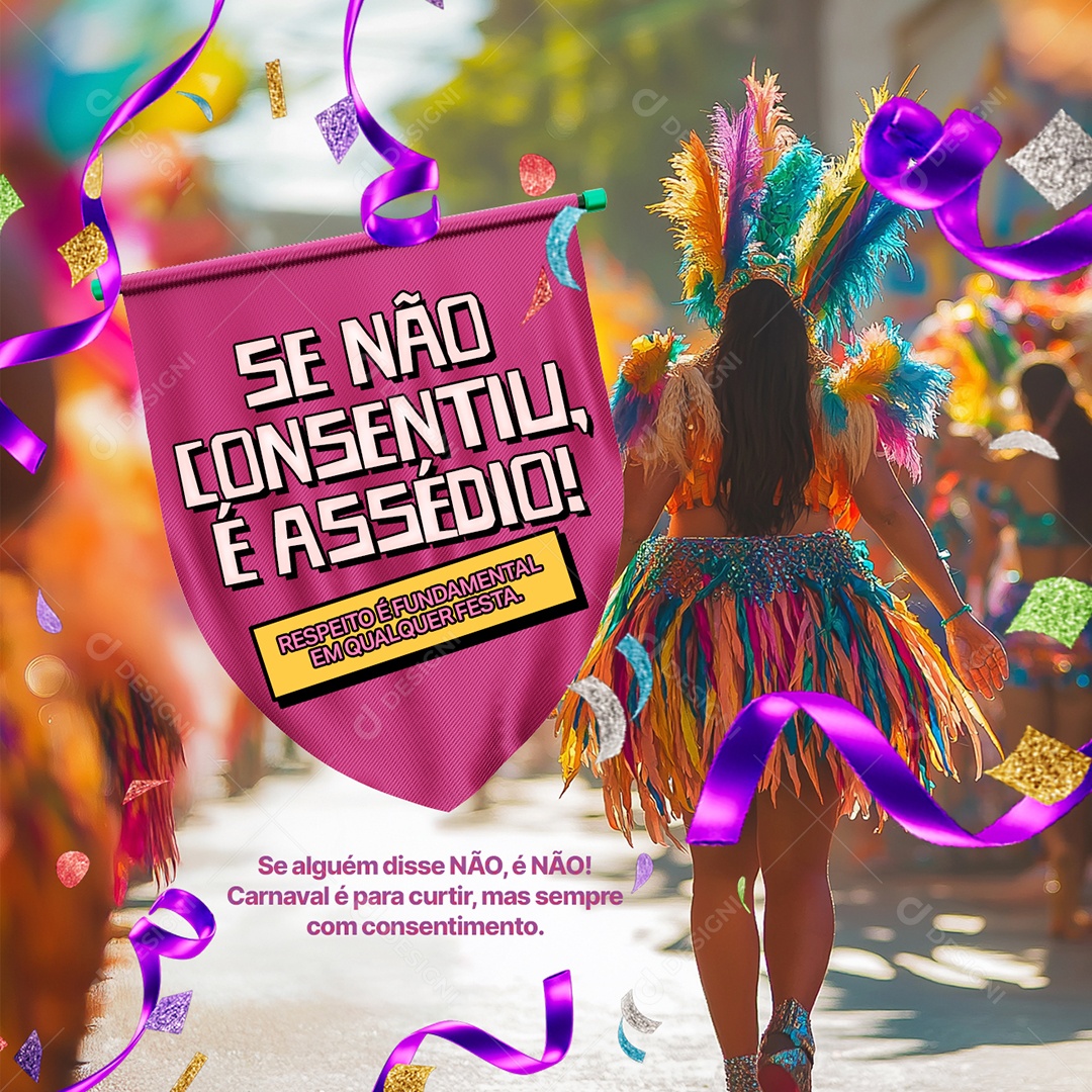 Avisos Se Não Consentiu É Assédio Social Media PSD Editável