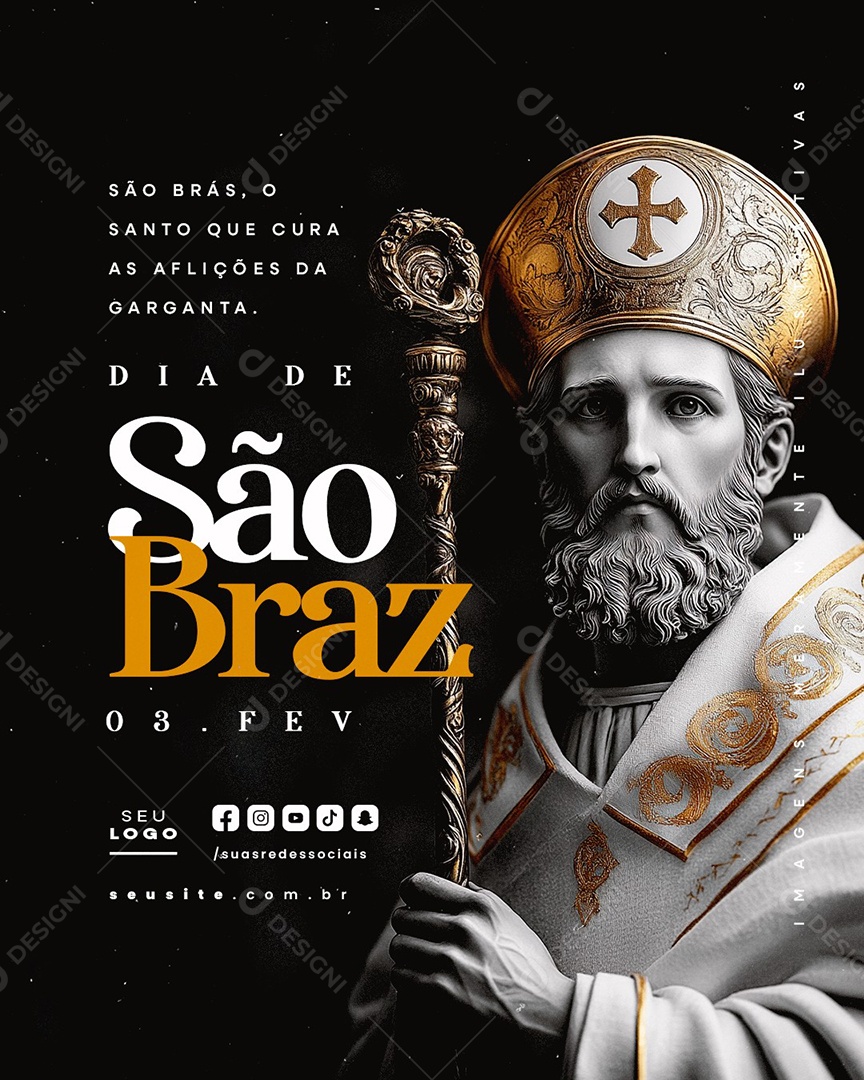 Dia de São Braz 03 de Fevereiro Social Media PSD Editável
