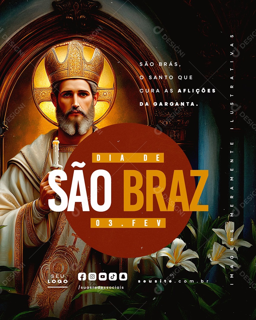 Dia de São Braz 03 de Fevereiro Social Media PSD Editável