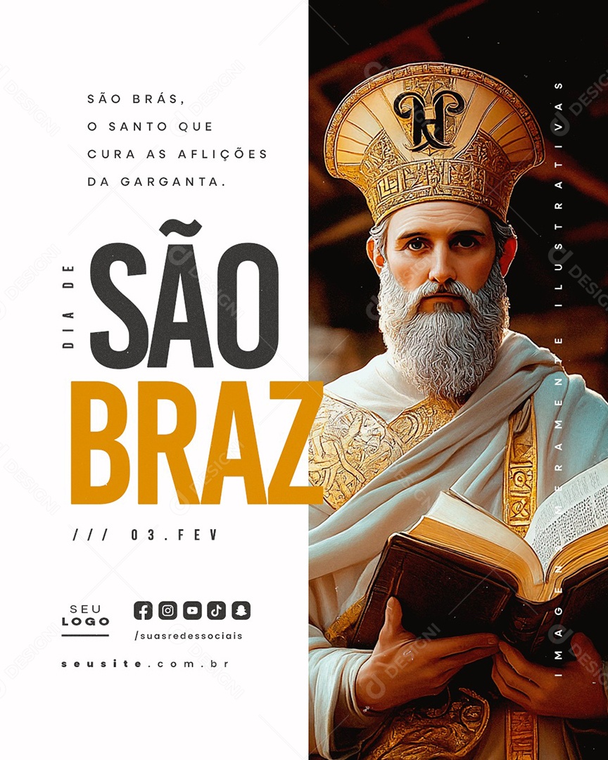 Dia de São Braz 03 de Fevereiro Social Media PSD Editável
