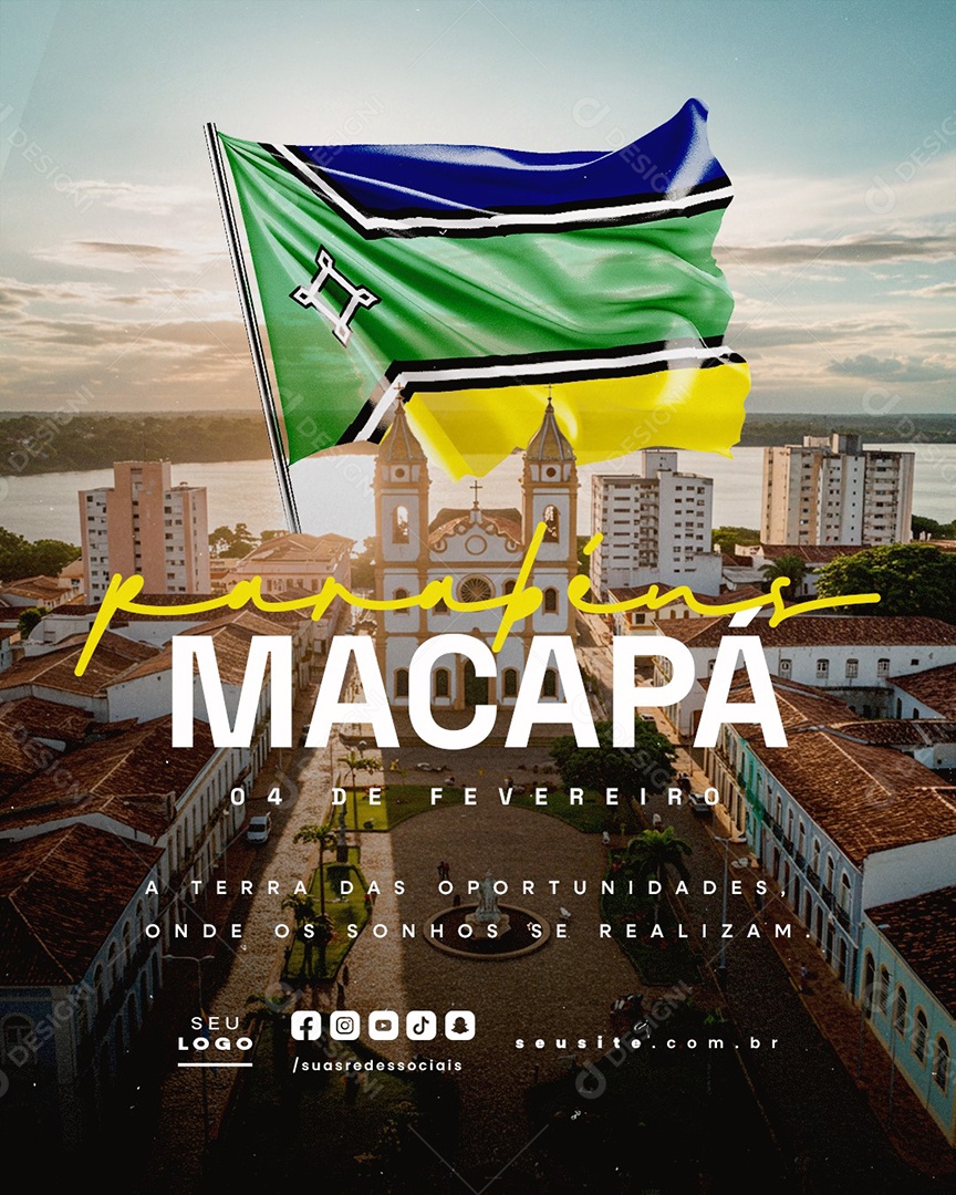 Parabéns Macapá 04 De Fevereiro A Terra Das Oportunidades Social Media PSD Editável