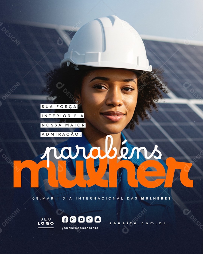 Dia Internacional Das Mulheres 08 de Março Parabéns Social Media PSD Editável