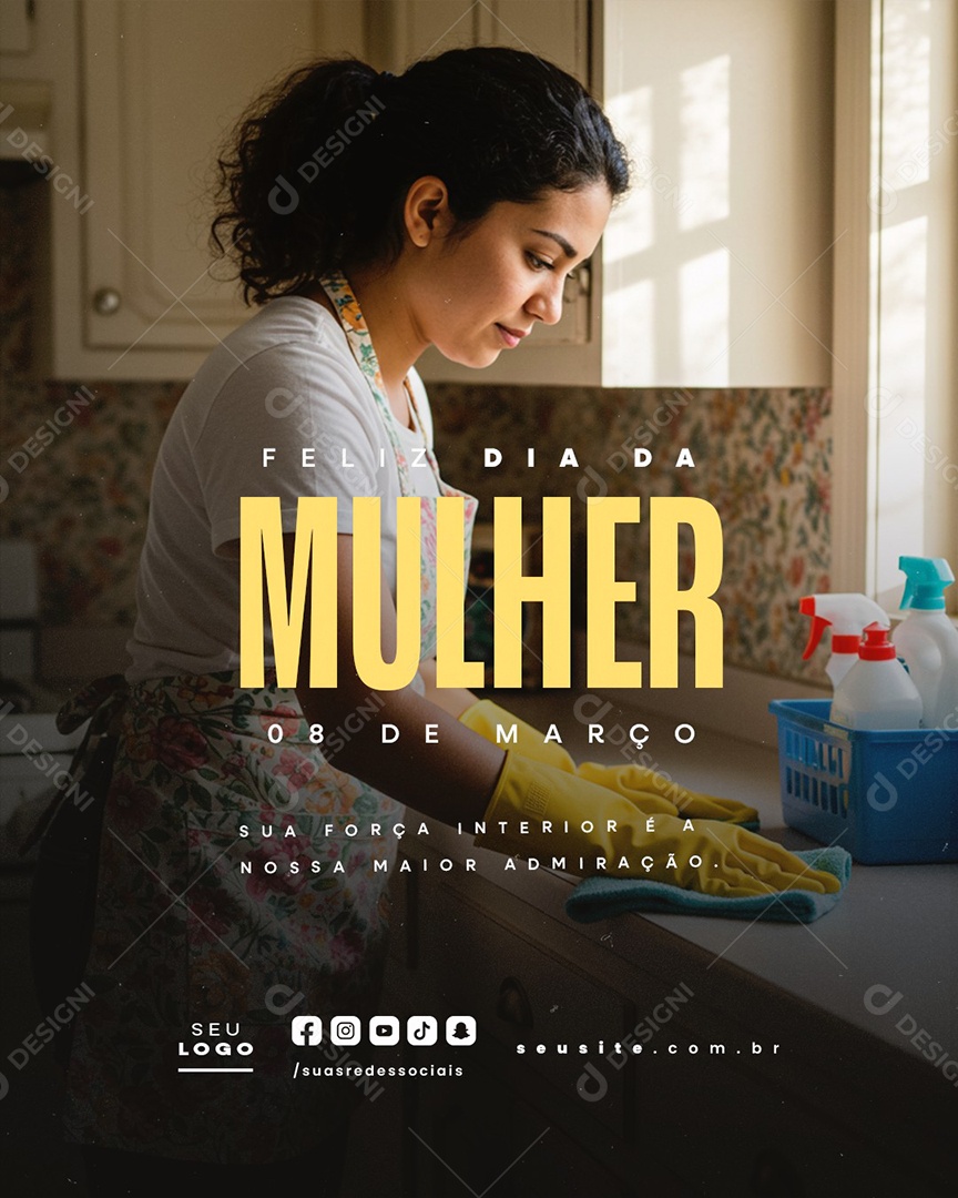 Feliz Dia Da Mulher 08 de Março Social Media PSD Editável