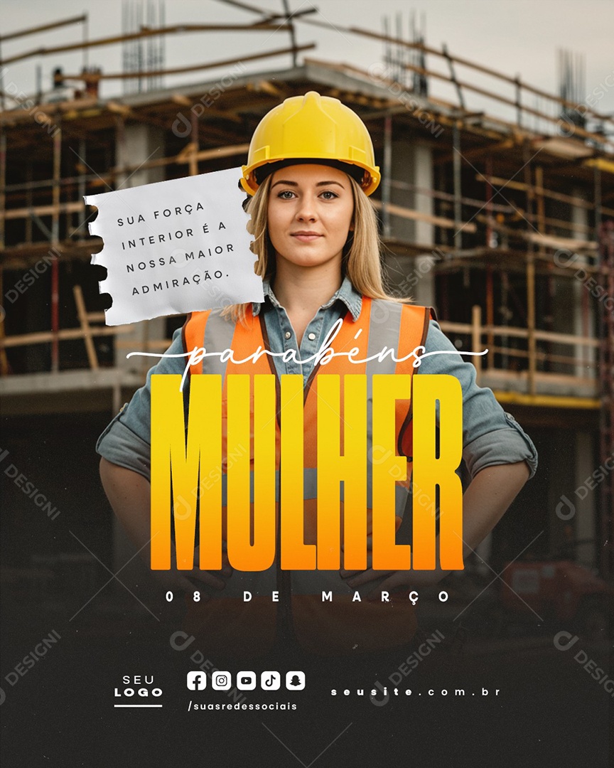 Dia Internacional Das Mulheres 08 de Março Parabéns Social Media PSD Editável