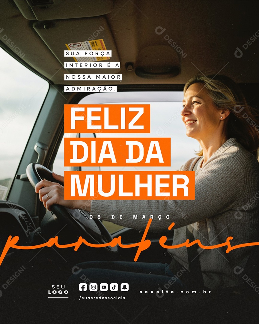 Feliz Dia Da Mulher 08 de Março Parabéns Social Media PSD Editável