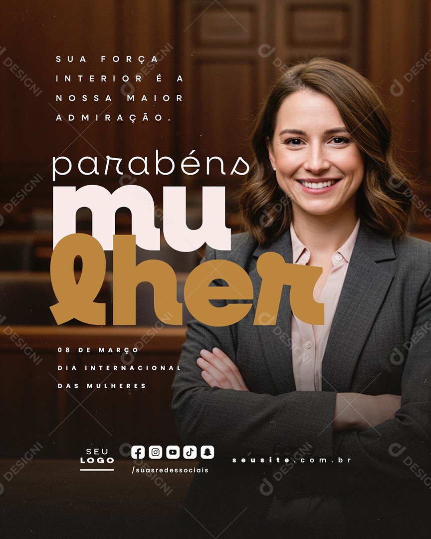 Dia Internacional Das Mulheres 08 de Março Parabéns Social Media PSD Editável
