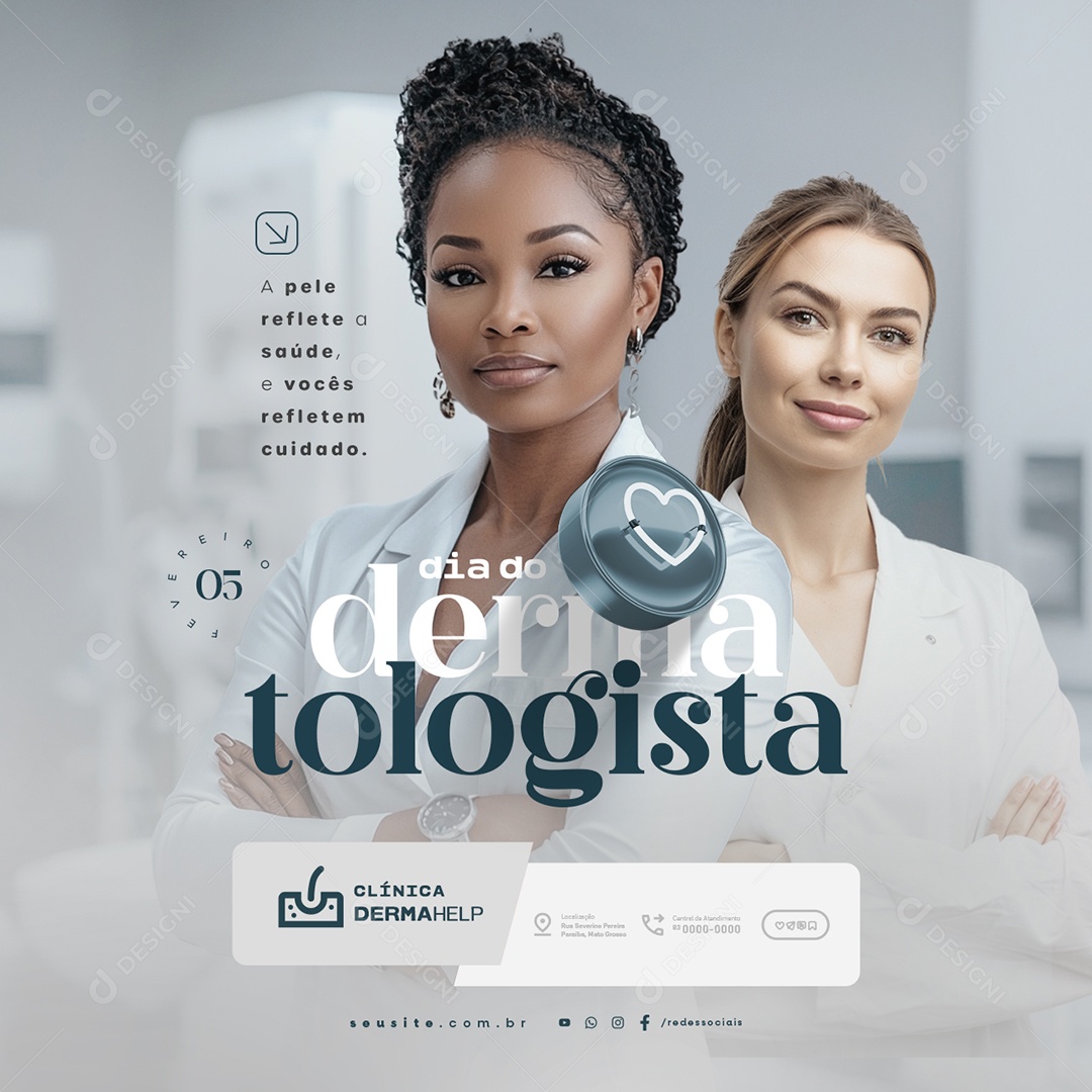 Dia do Dermatologista 05 de Fevereiro A Pele Reflete a Saúde Social Media PSD Editável