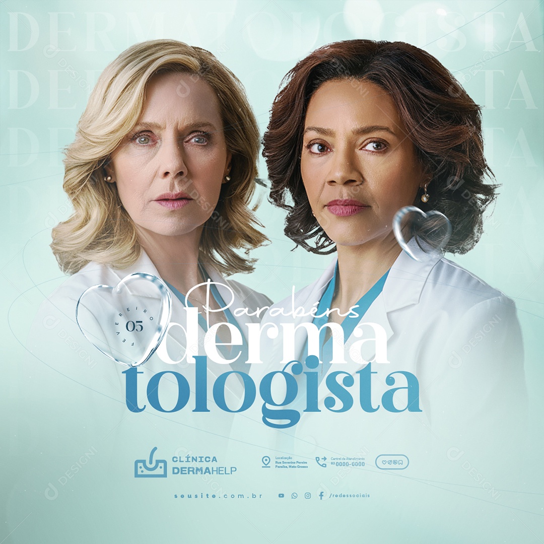 Dia do Dermatologista 05 de Fevereiro Parabéns Social Media PSD Editável