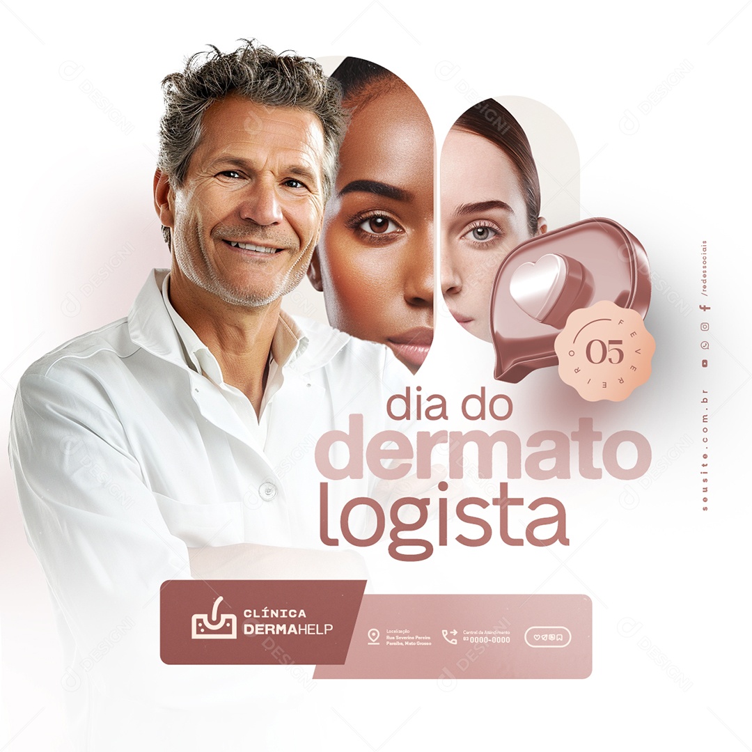 Dia do Dermatologista 05 de Fevereiro Social Media PSD Editável