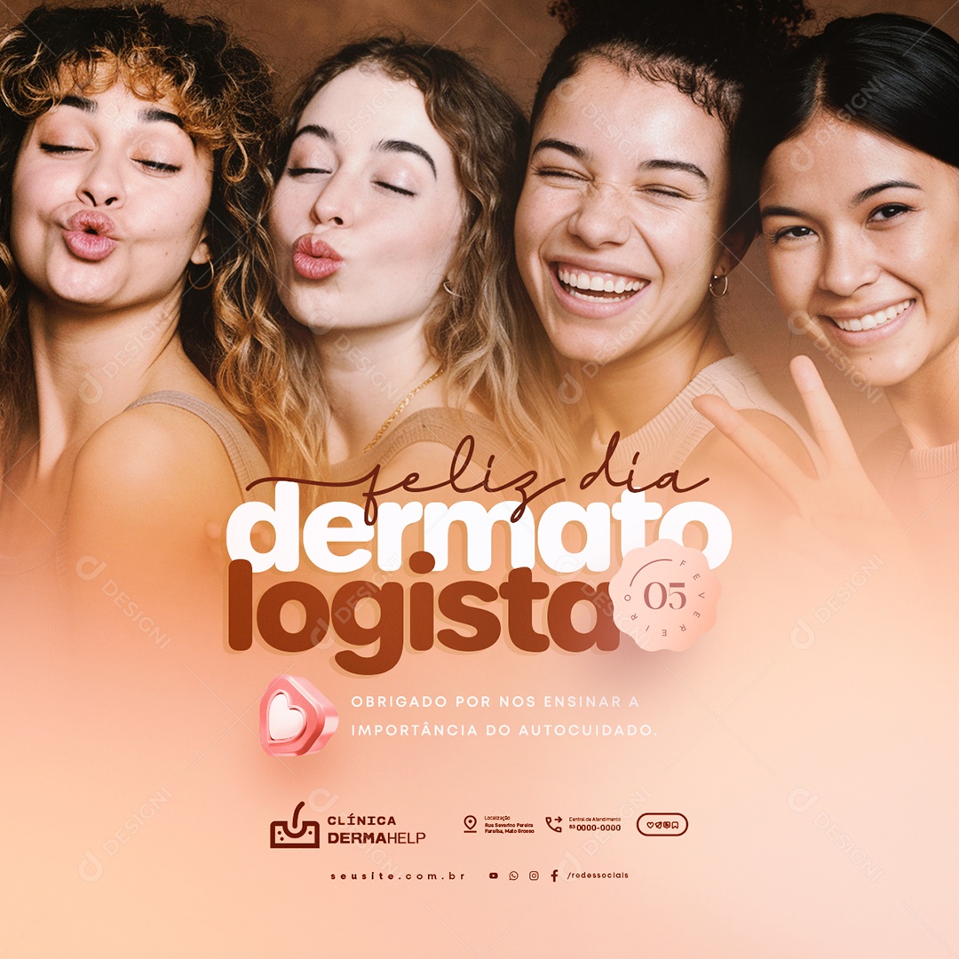 Feliz Dia do Dermatologista 05 de Fevereiro Social Media PSD Editável