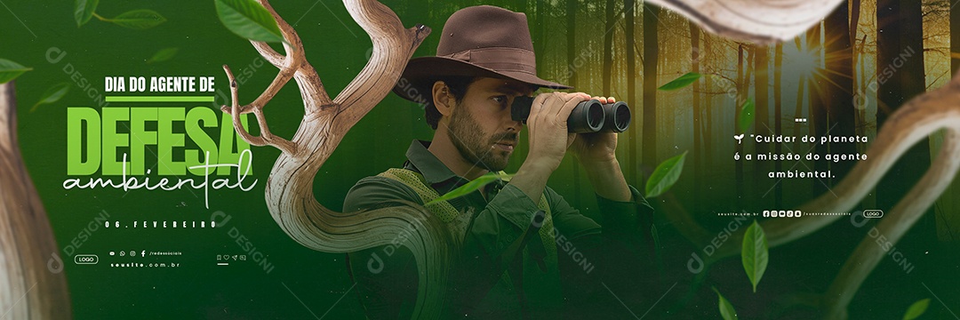 Social Media Carrossel Dia do Agente de Defesa Ambiental 06 de Fevereiro PSD Editável