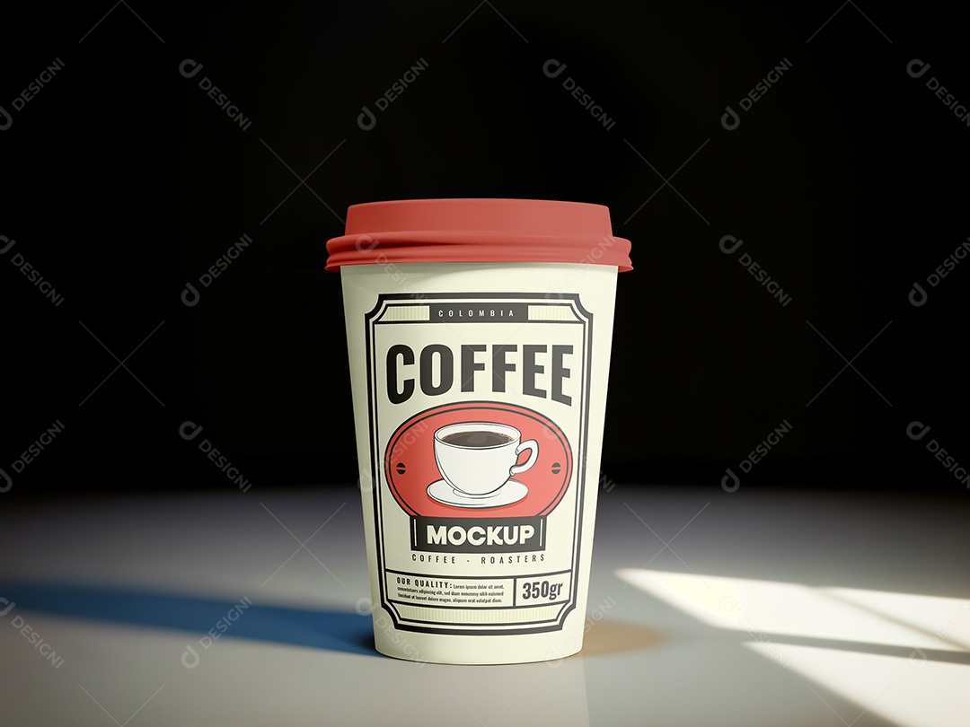 Copo de Café com Fundo Escuro Mockup PSD Editável