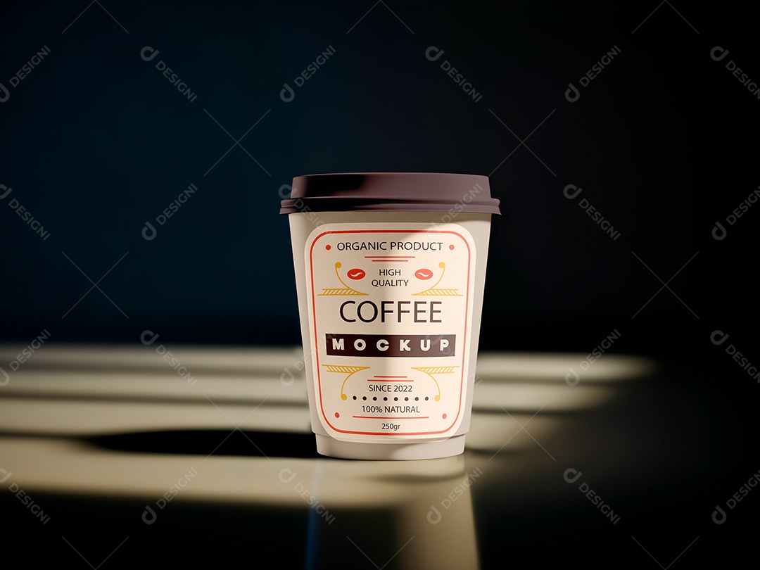 Copo de Café com Fundo Escuro Mockup PSD Editável