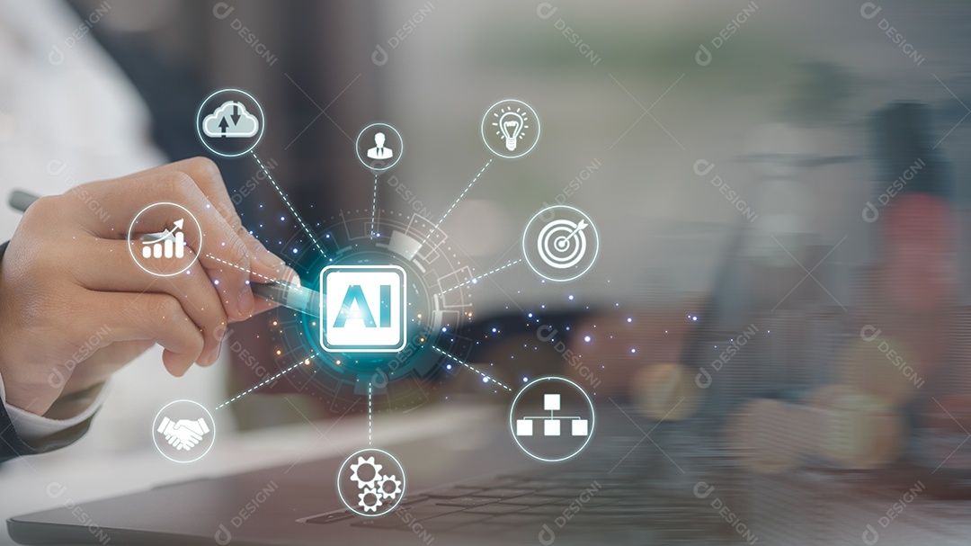 Interação humana com chatbot de assistente virtual de inteligência artificial