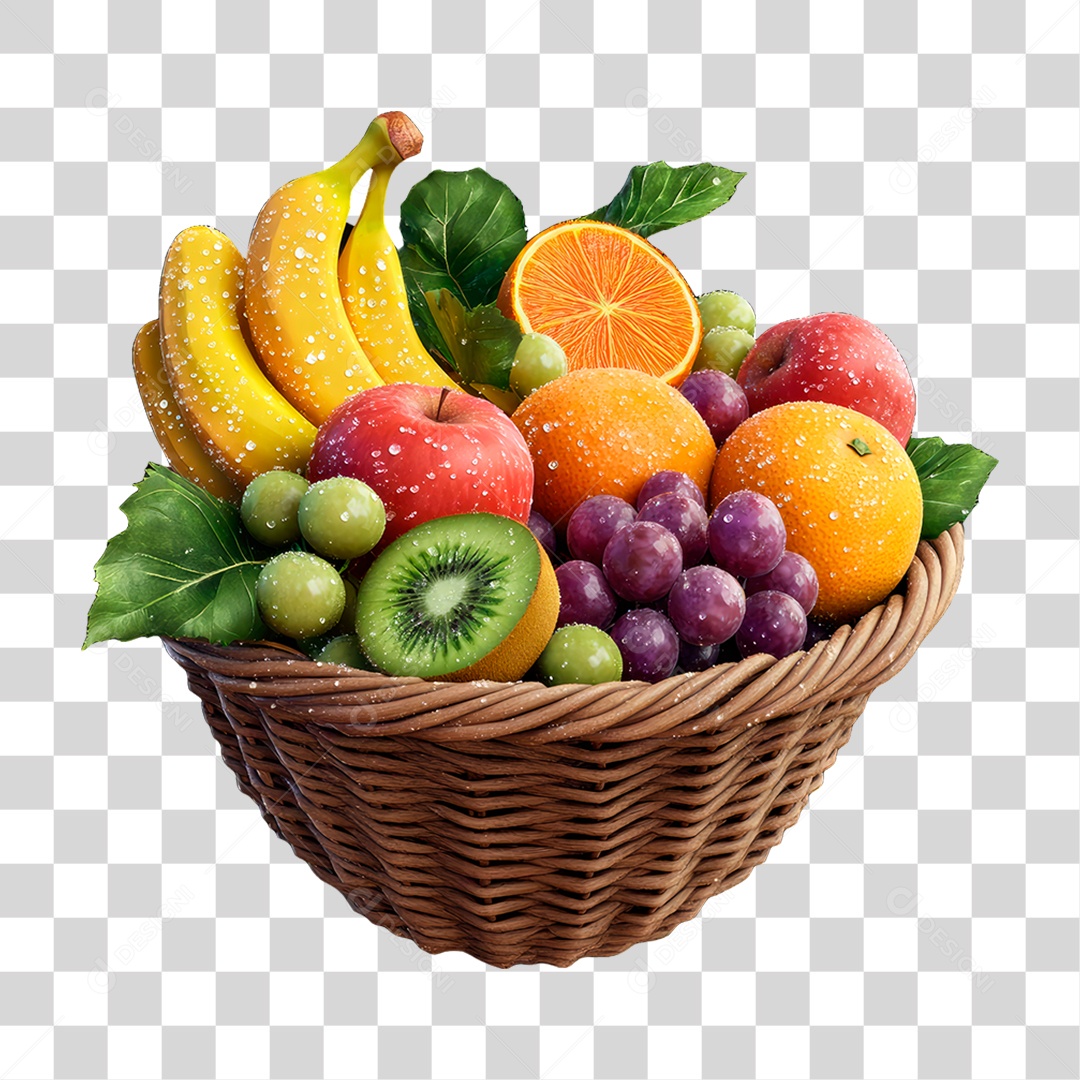 Cesta de Frutas PNG Transparente