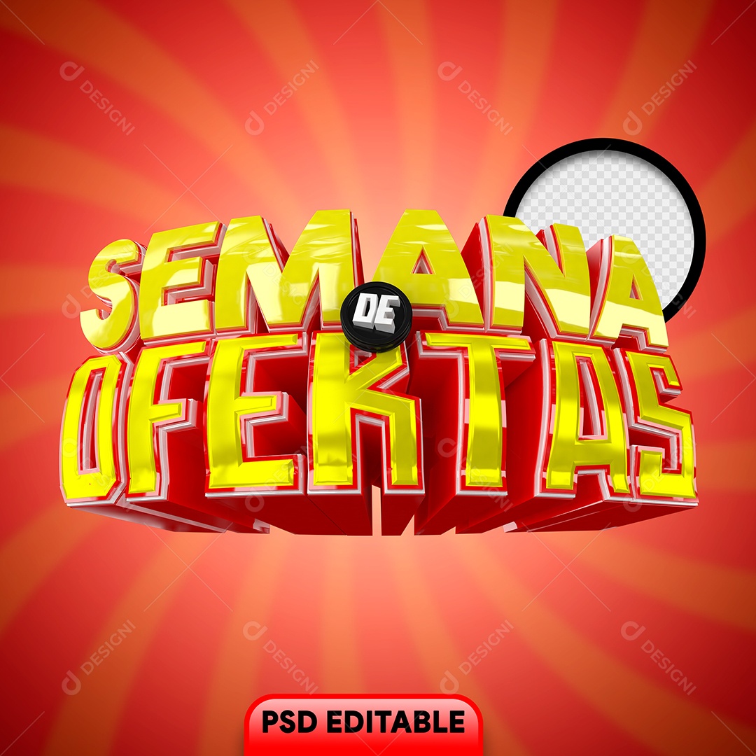 Selo 3D Semana de Ofertas para Composição PSD