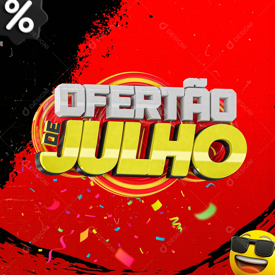 Selo 3D Ofertão de Julho para Composição PSD