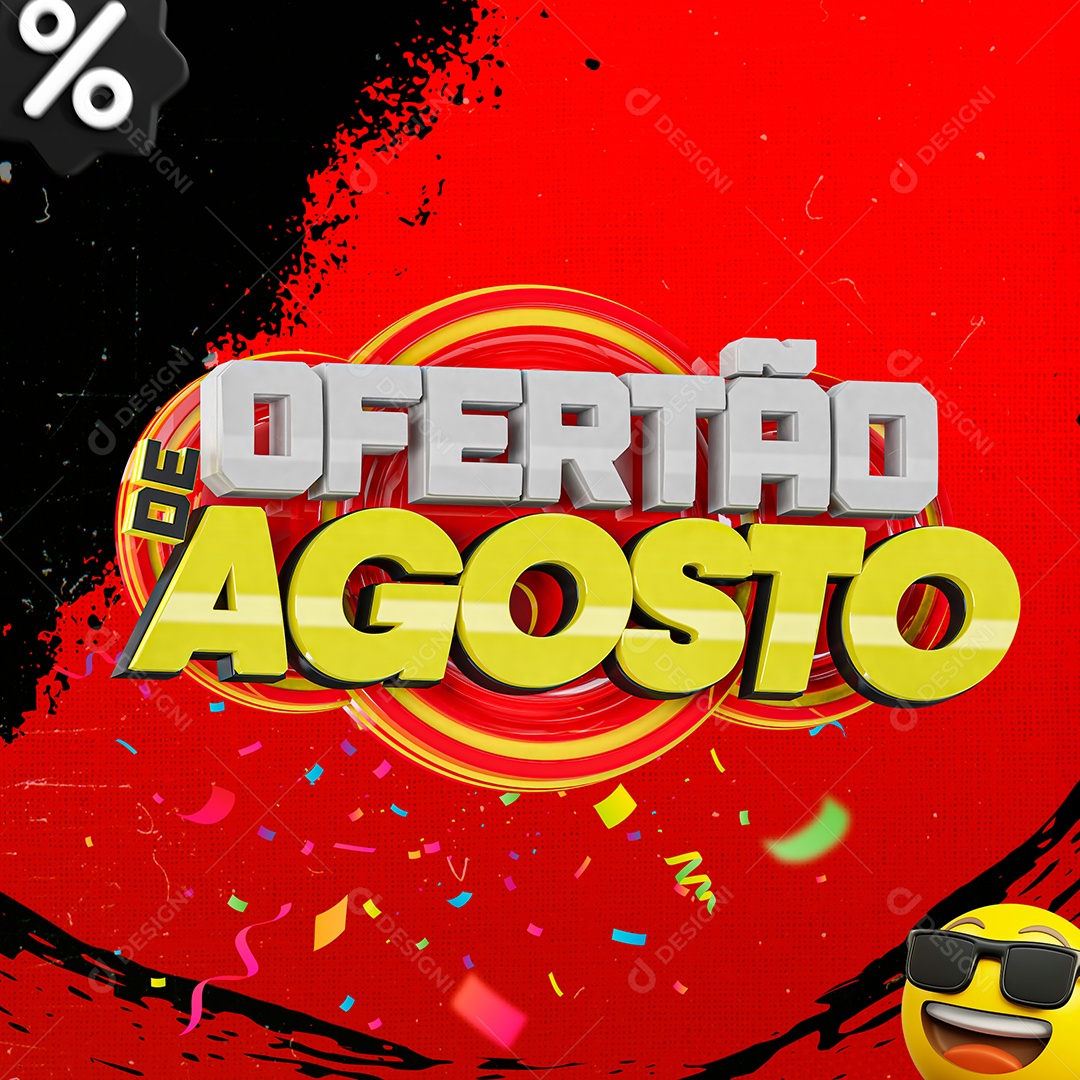 Selo 3D Ofertão de Agosto para Composição PSD