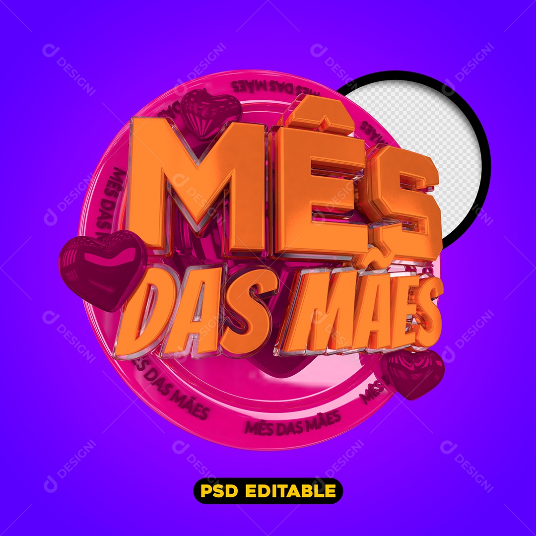 Selo 3D Oferta Mês das Mães para Composição PSD