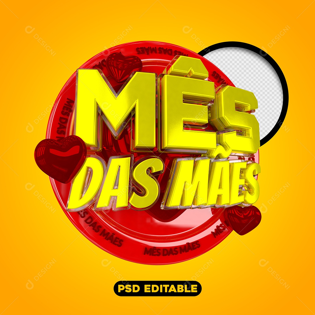 Selo 3D Oferta Mês das Mães para Composição PSD
