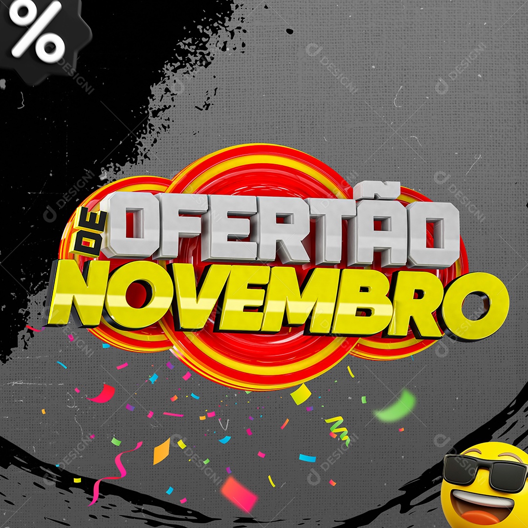 Selo 3D Ofertão de Novembro para Composição PSD