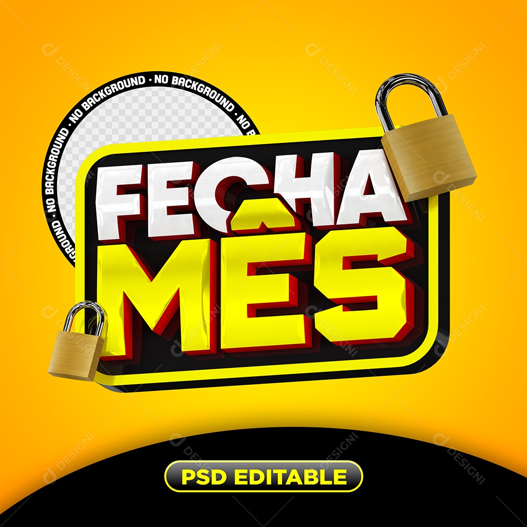 Selo 3D Oferta Fecha Mês para Composição PSD