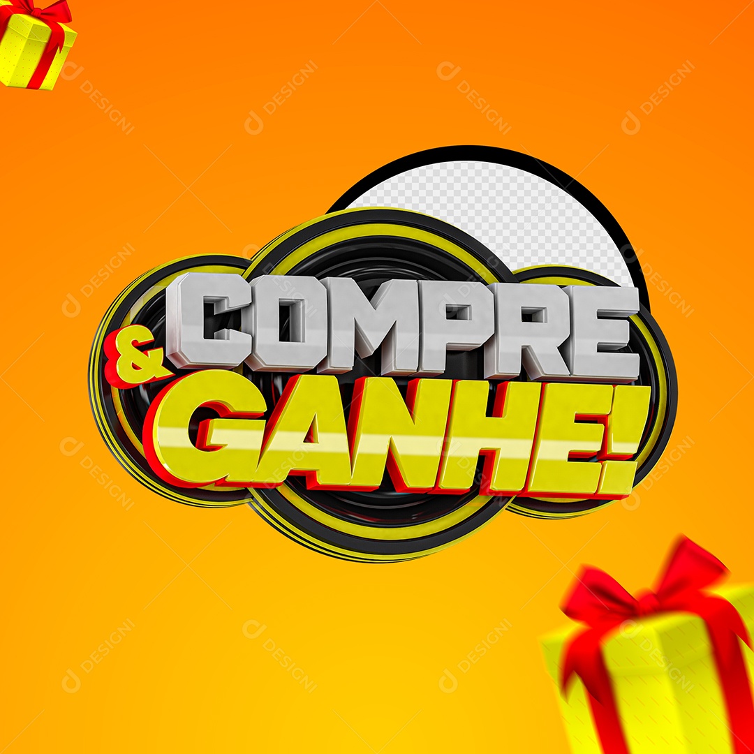 Selo 3D Oferta Compre e Ganhe para Composição PSD