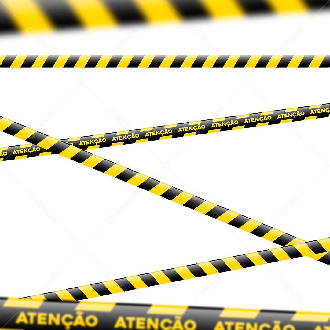 Elemento 3D Fita De Sinalização Amarela e Preta para Composição PSD