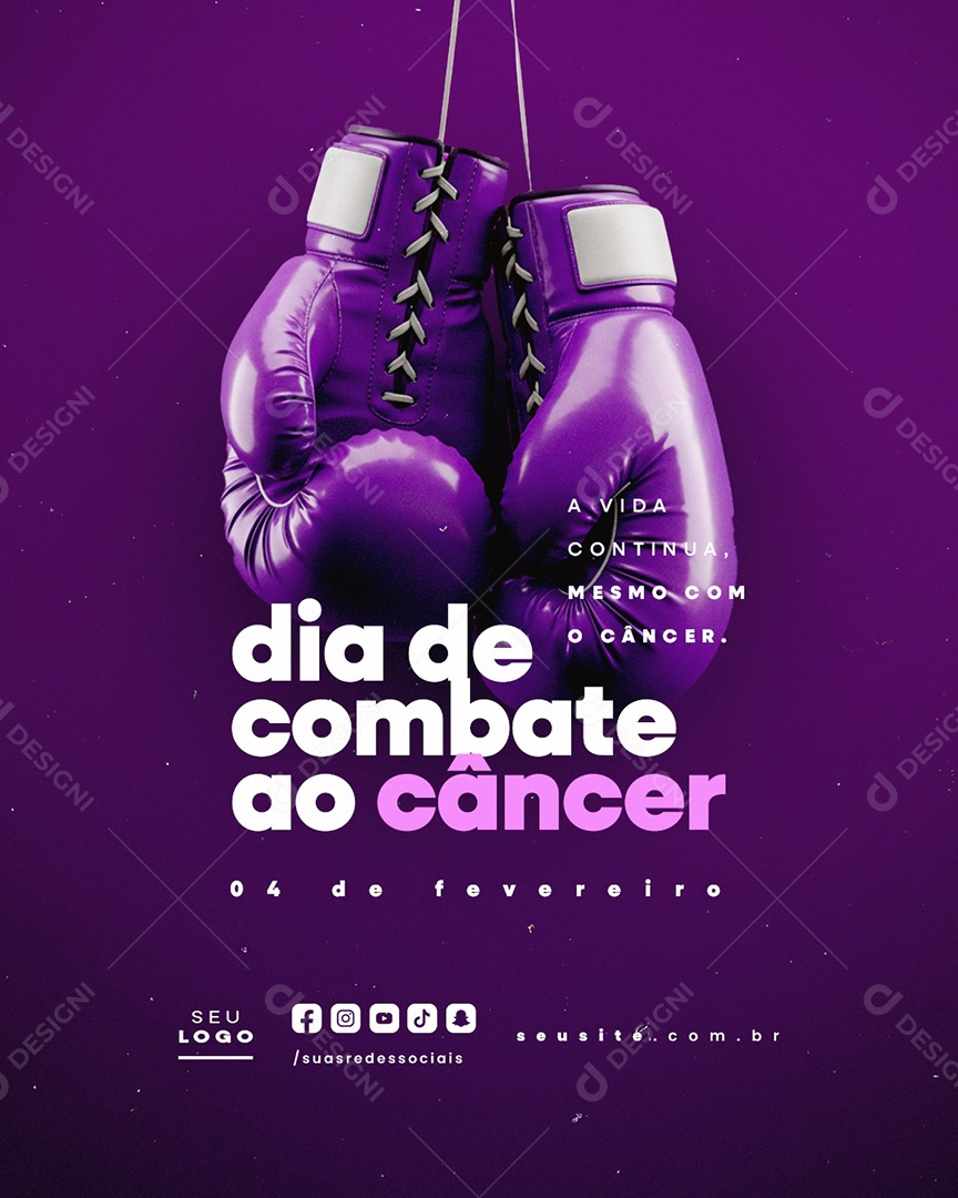Dia Mundial Do Combate Ao Câncer 04 de Fevereiro Social Media PSD Editável