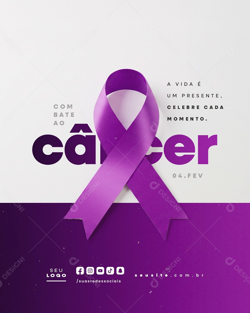 Dia Mundial Do Combate Ao Câncer 04 de Fevereiro Social Media PSD Editável