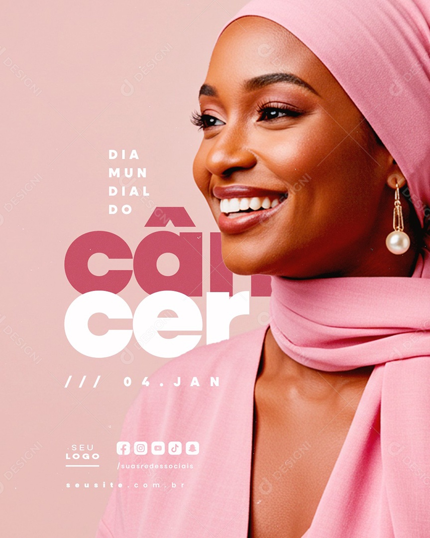 Dia Mundial Do Combate Ao Câncer 04 de Fevereiro Social Media PSD Editável