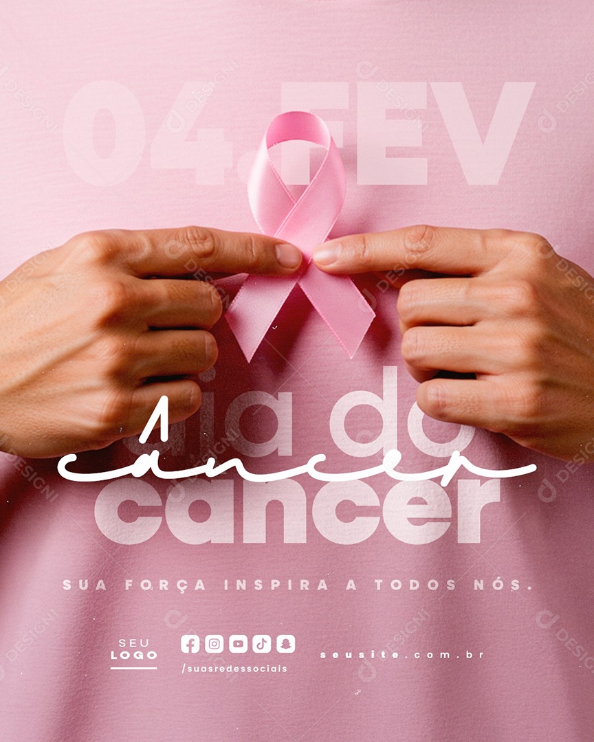 Dia Mundial Do Combate Ao Câncer 04 de Fevereiro Social Media PSD Editável