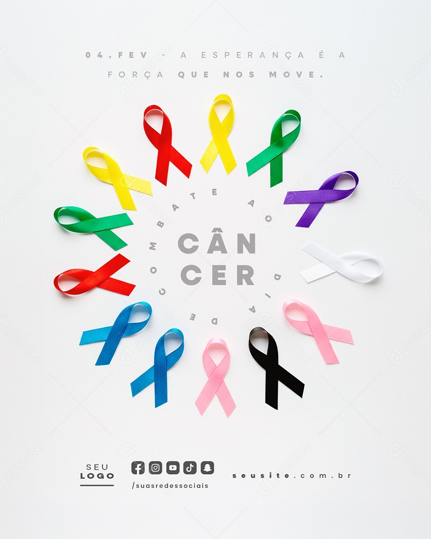 Dia Mundial Do Combate Ao Câncer 04 de Fevereiro Social Media PSD Editável