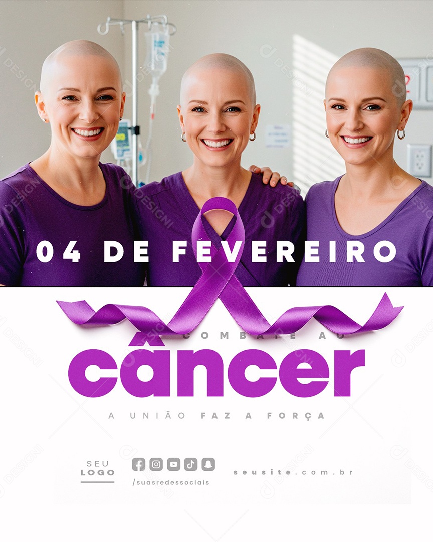 Dia Mundial Do Combate Ao Câncer 04 de Fevereiro Social Media PSD Editável