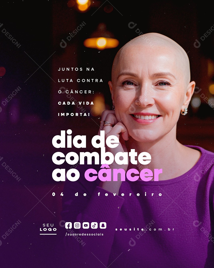 Dia Mundial Do Combate Ao Câncer 04 de Fevereiro Social Media PSD Editável