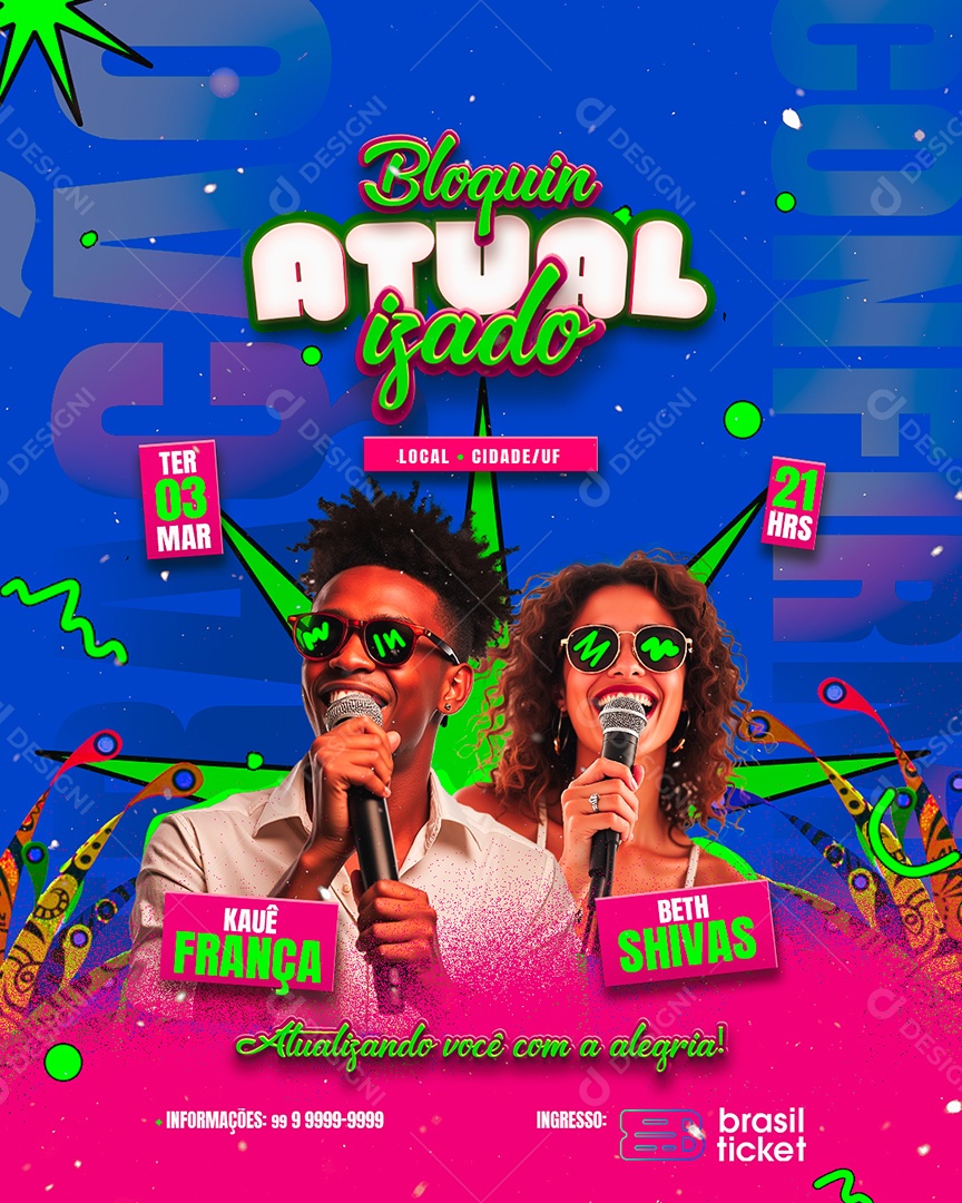 Carnaval Bloquinho Atualizado Social Media PSD Editável