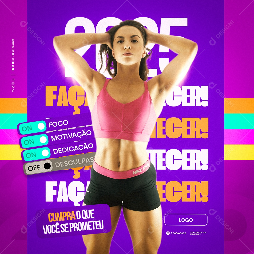 Feed Academia Faça Acontecer Social Media PSD Editável