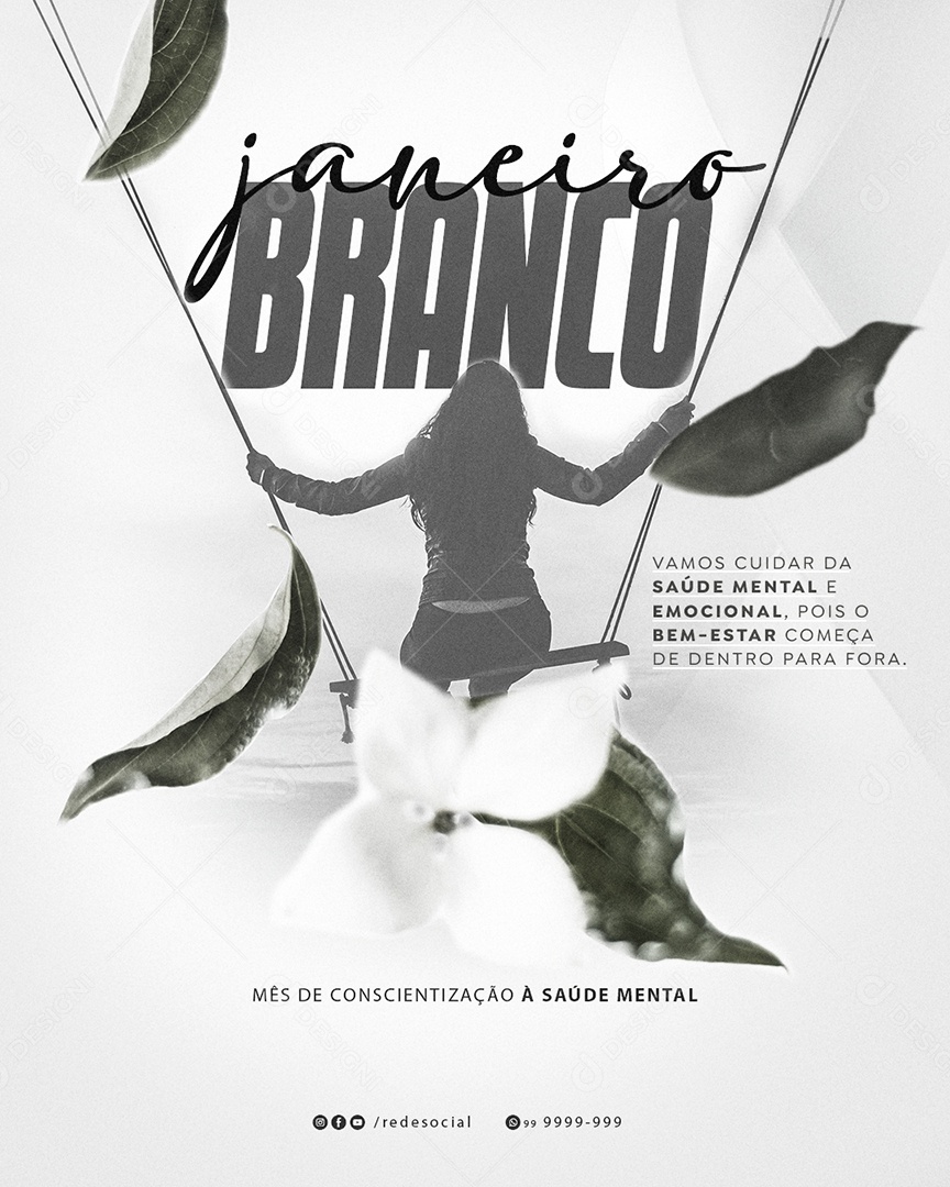 Janeiro Branco Saúde Mental Social Media PSD Editável