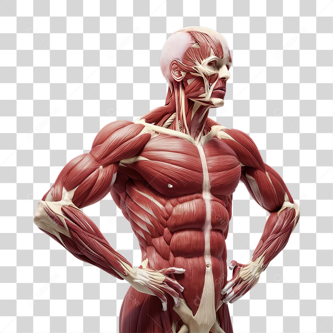 Elemento 3D Corpo Humano Musculatura PNG Transparente