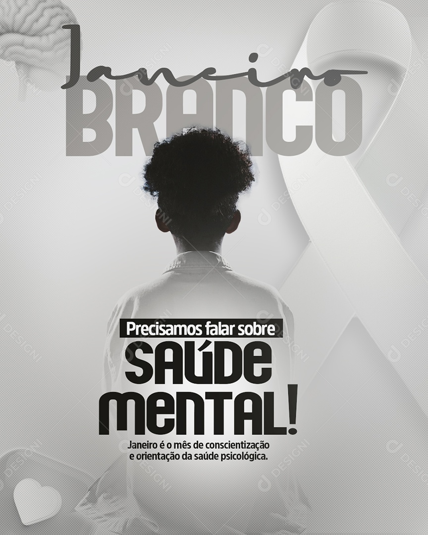 Janeiro Branco Precisamos Falar Sobre Saúde Mental Social Media PSD Editável