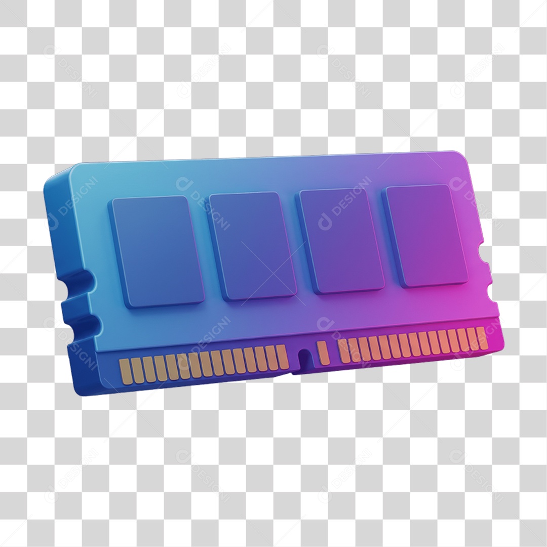 Memoria Peça de Computador com Cores em Degradê PNG Transparente