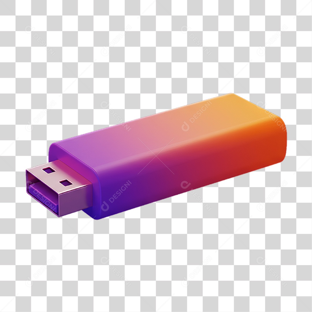 Pen Driver com Cores em Degradê PNG Transparente