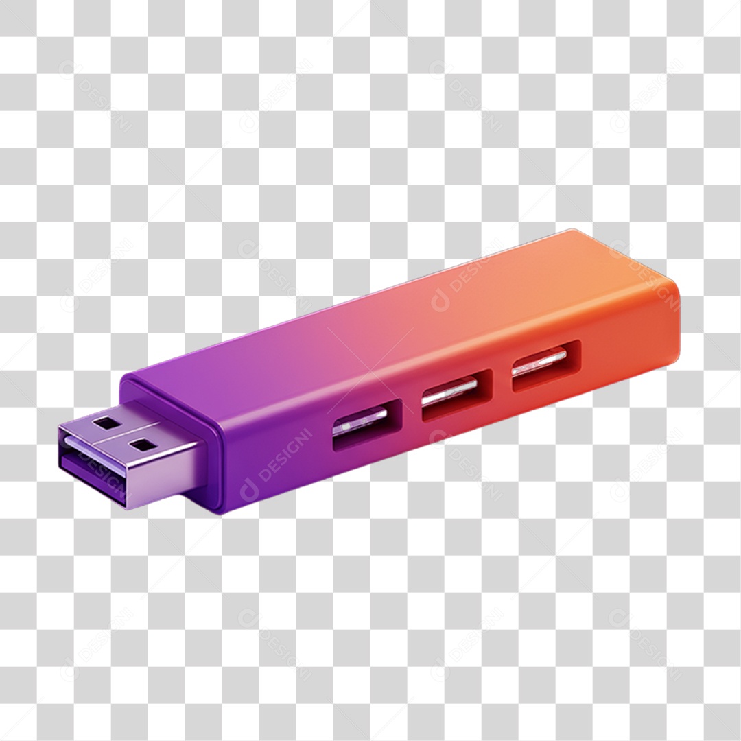 Pen Driver com Cores em Degradê PNG Transparente