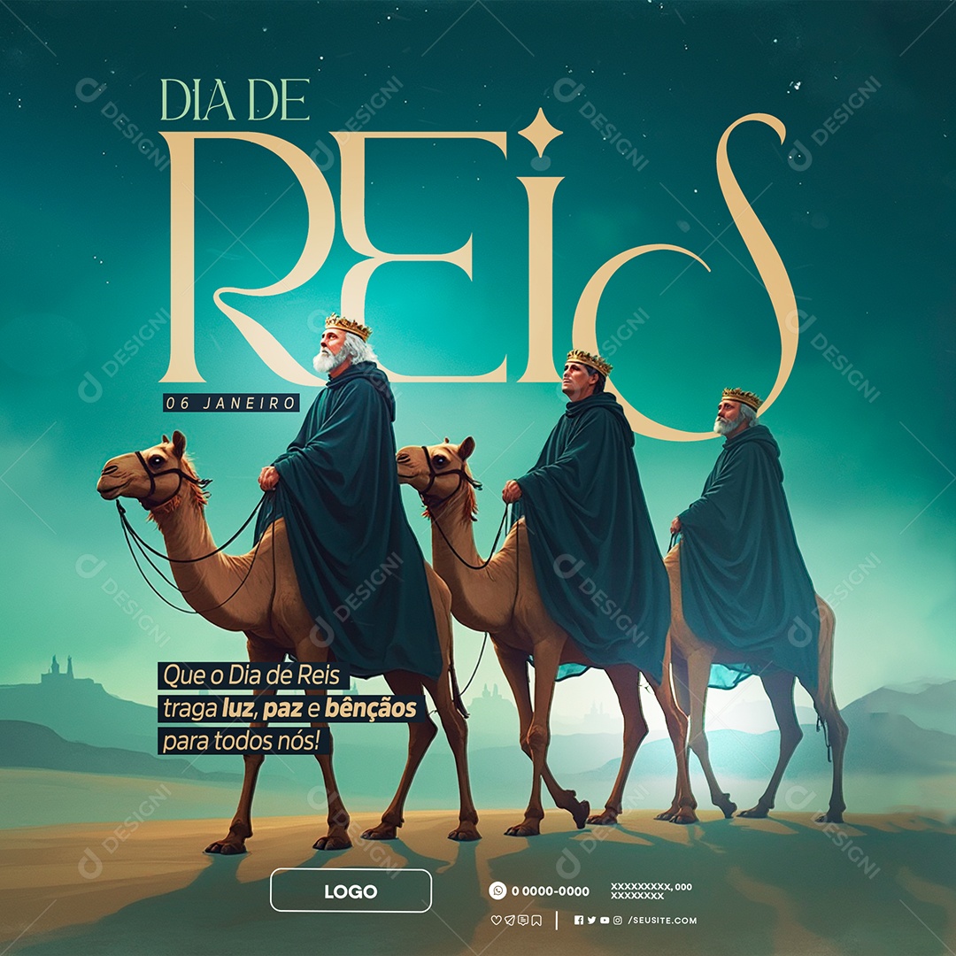 Dia de Reis 06 de Janeiro Luz Paz Social Media PSD Editável
