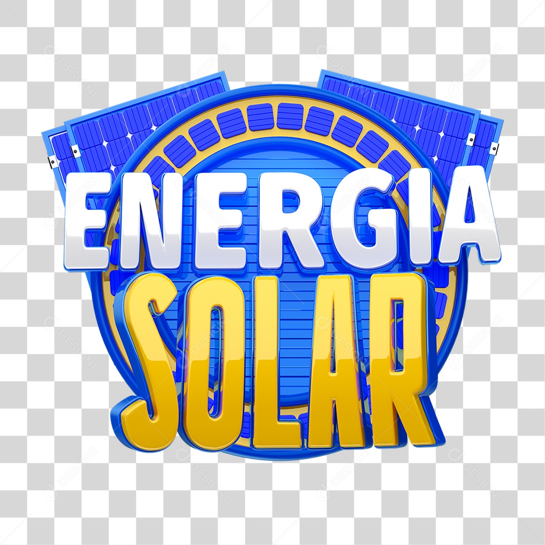 Selo 3D Energia Solar PNG Transparente