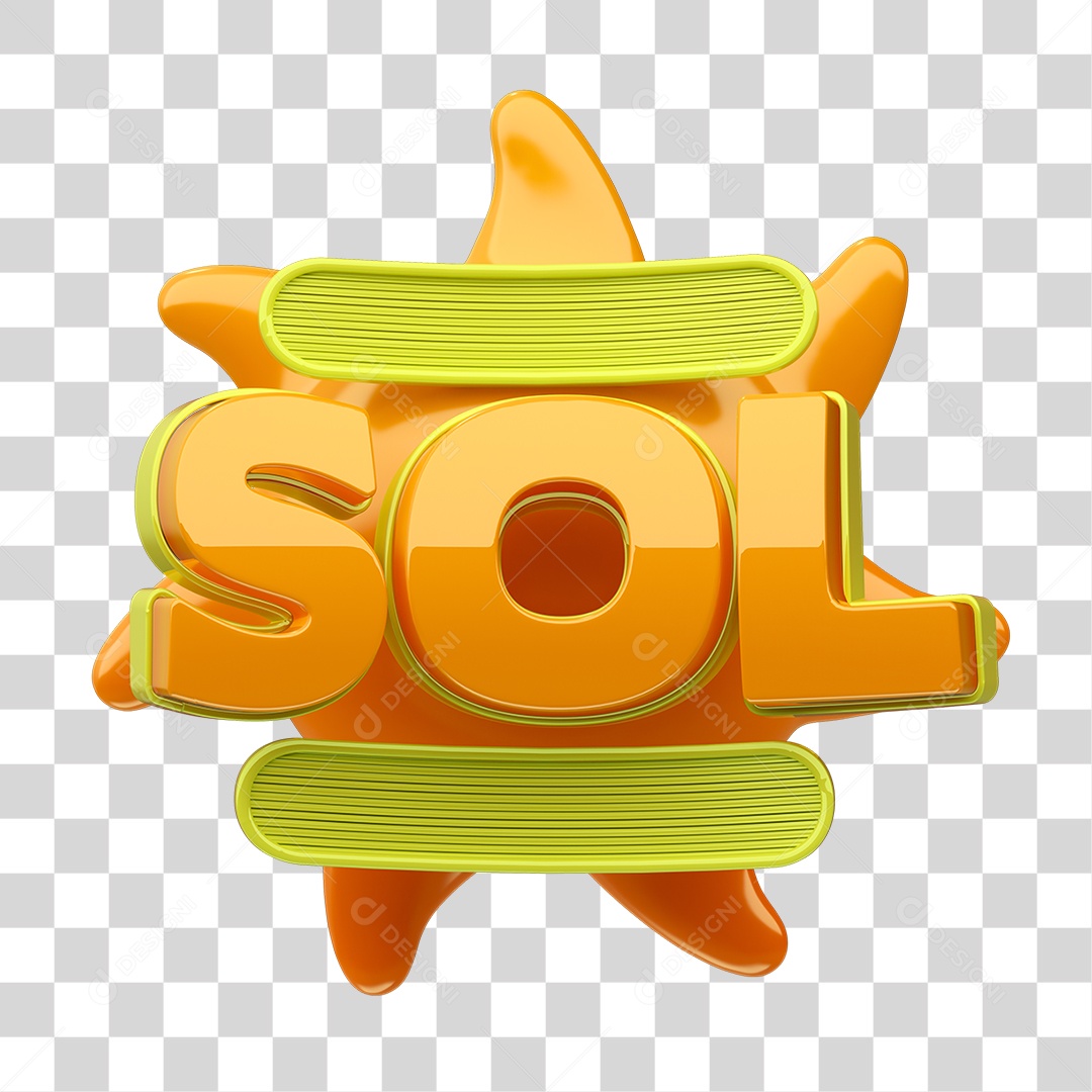 Selo 3D Sol PNG Transparente