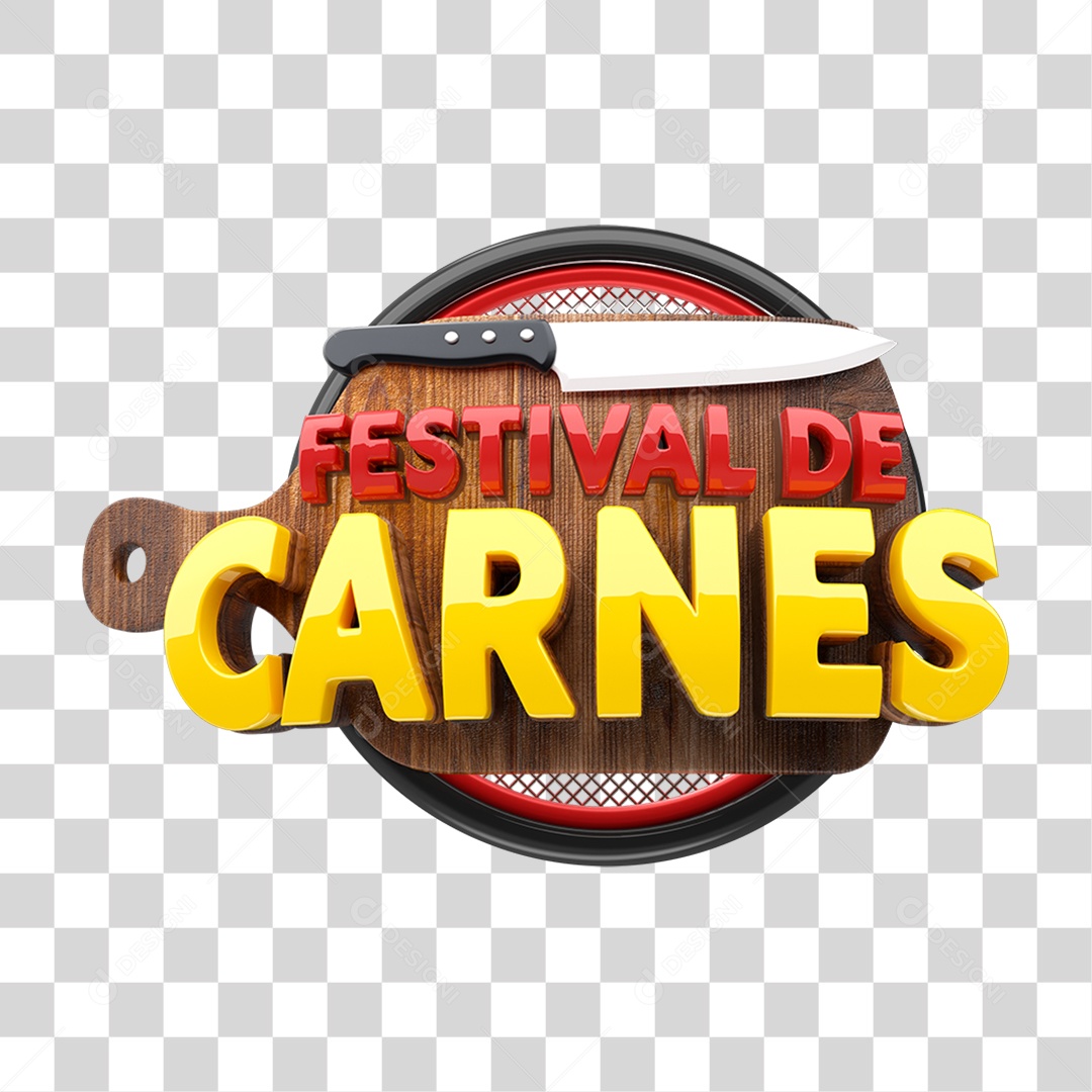 Selo 3D Festival de Carnes PNG Transparente