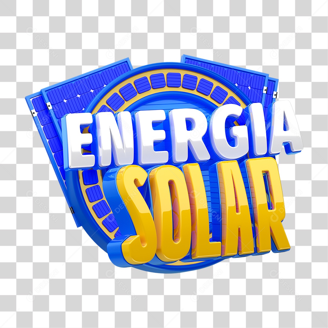 Selo 3D Energia Solar PNG Transparente